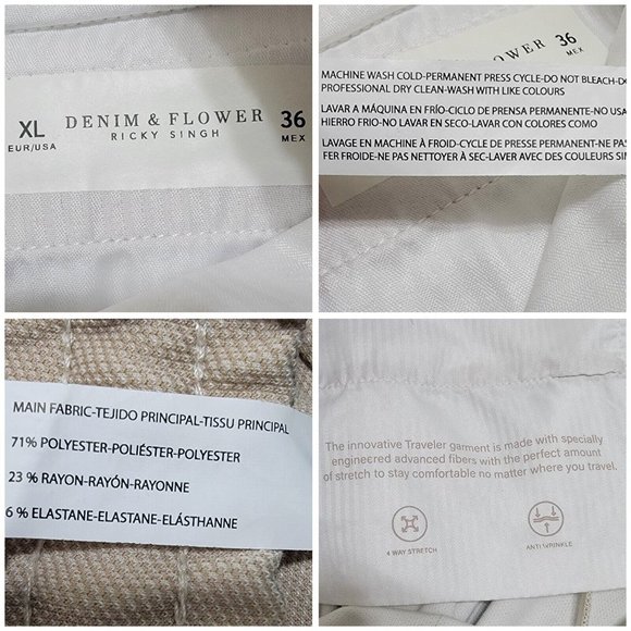 Denim Flower Ricky Singh Women's Beige Drawstring Waist Pull On Pants‎ Size XL - Picture 7 of 8